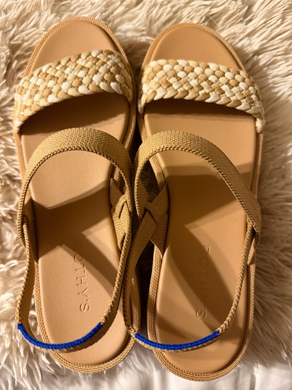 Rothy’s Women's Tan Braided Strap Platform Sandals - new without box.